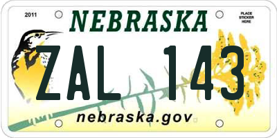 NE license plate ZAL143