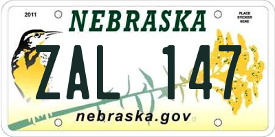 NE license plate ZAL147