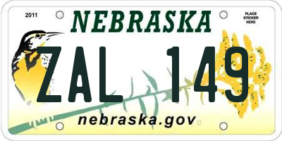NE license plate ZAL149