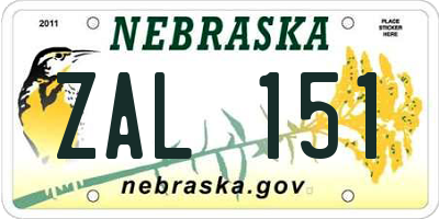 NE license plate ZAL151