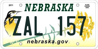 NE license plate ZAL157