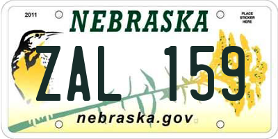 NE license plate ZAL159