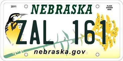 NE license plate ZAL161