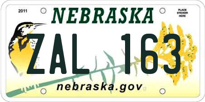 NE license plate ZAL163