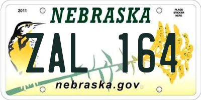 NE license plate ZAL164