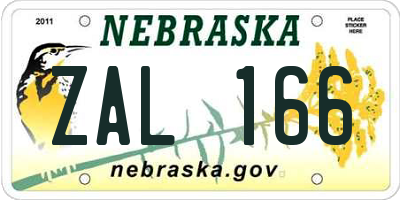 NE license plate ZAL166