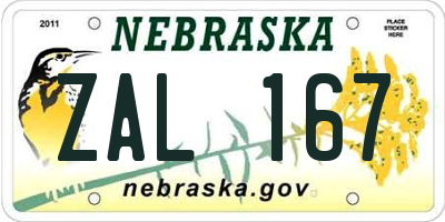NE license plate ZAL167