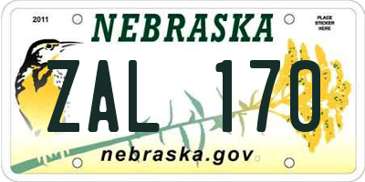 NE license plate ZAL170