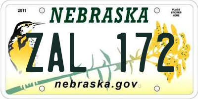 NE license plate ZAL172