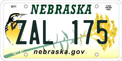 NE license plate ZAL175