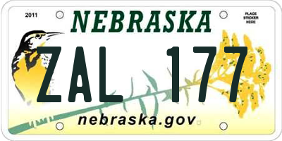 NE license plate ZAL177