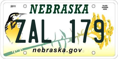 NE license plate ZAL179