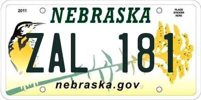 NE license plate ZAL181