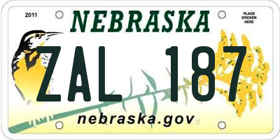 NE license plate ZAL187