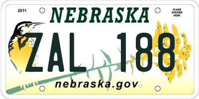 NE license plate ZAL188