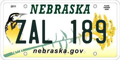 NE license plate ZAL189