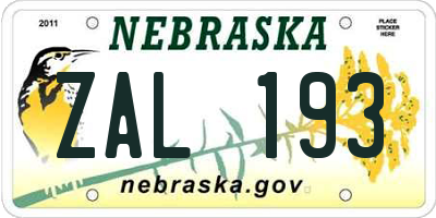 NE license plate ZAL193