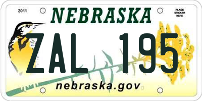 NE license plate ZAL195