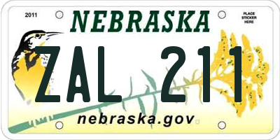 NE license plate ZAL211