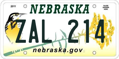 NE license plate ZAL214