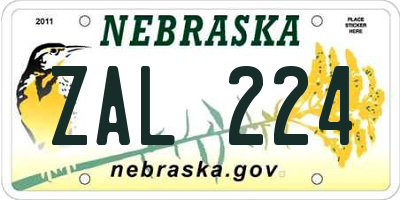 NE license plate ZAL224