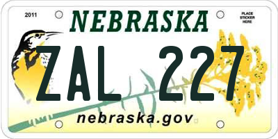 NE license plate ZAL227