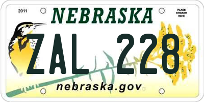 NE license plate ZAL228