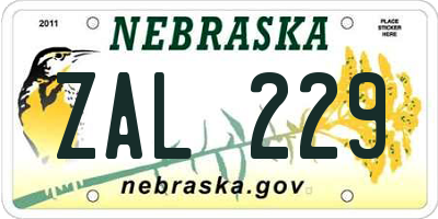 NE license plate ZAL229