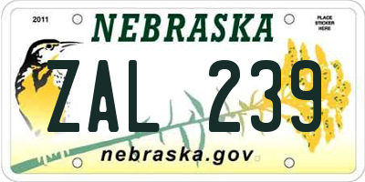NE license plate ZAL239
