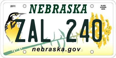 NE license plate ZAL240