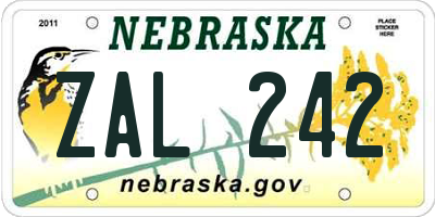 NE license plate ZAL242