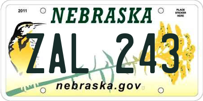 NE license plate ZAL243