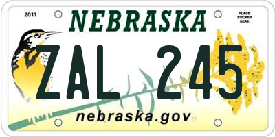 NE license plate ZAL245