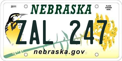 NE license plate ZAL247