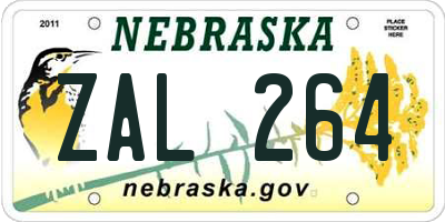 NE license plate ZAL264