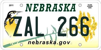 NE license plate ZAL266