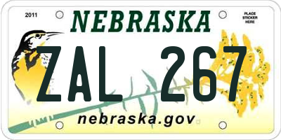 NE license plate ZAL267