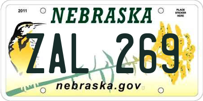 NE license plate ZAL269