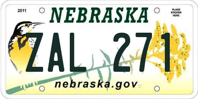 NE license plate ZAL271