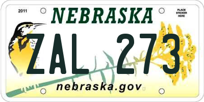 NE license plate ZAL273