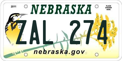 NE license plate ZAL274