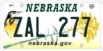 NE license plate ZAL277