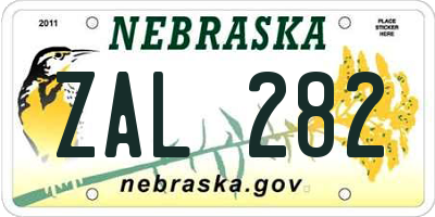NE license plate ZAL282