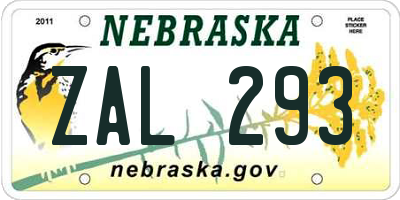 NE license plate ZAL293
