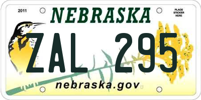 NE license plate ZAL295