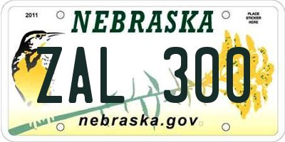 NE license plate ZAL300