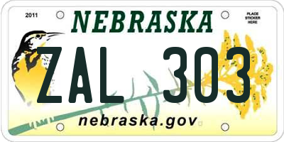 NE license plate ZAL303