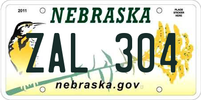 NE license plate ZAL304