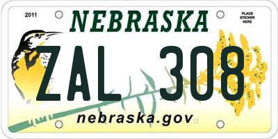 NE license plate ZAL308