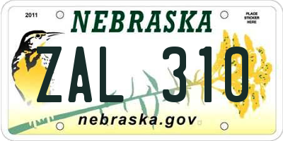 NE license plate ZAL310